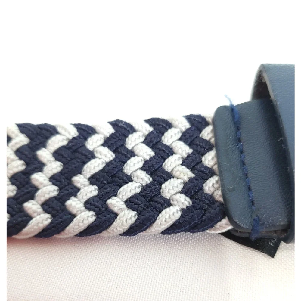 Five Four Belt Navy Blue White Woven Chevron Men Size‎ L Causal Preppy Nautical